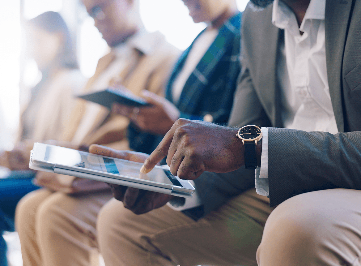 Person looking at resources on an iPad