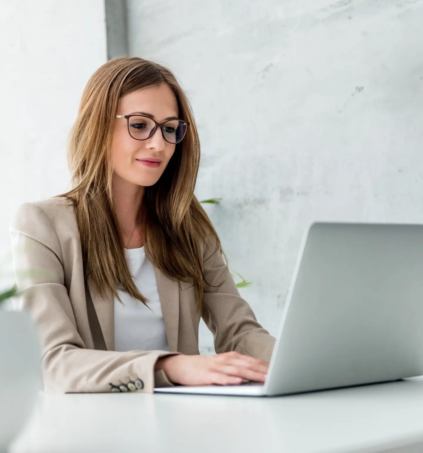 Woman working on laptop