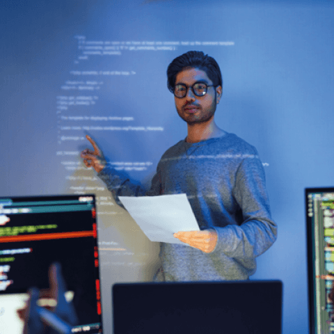 Instructor teaching to class