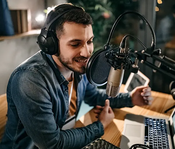 Man presenting webcast