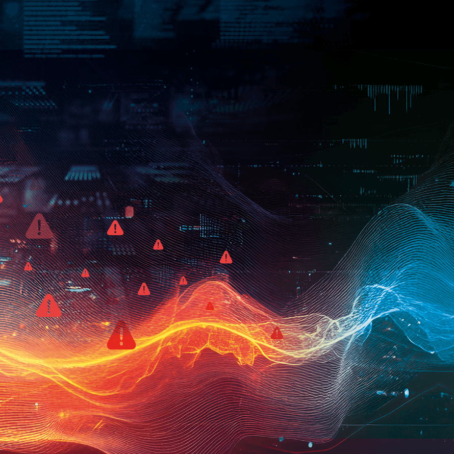 Orange and Blue Lines with Red Urgent Symbols