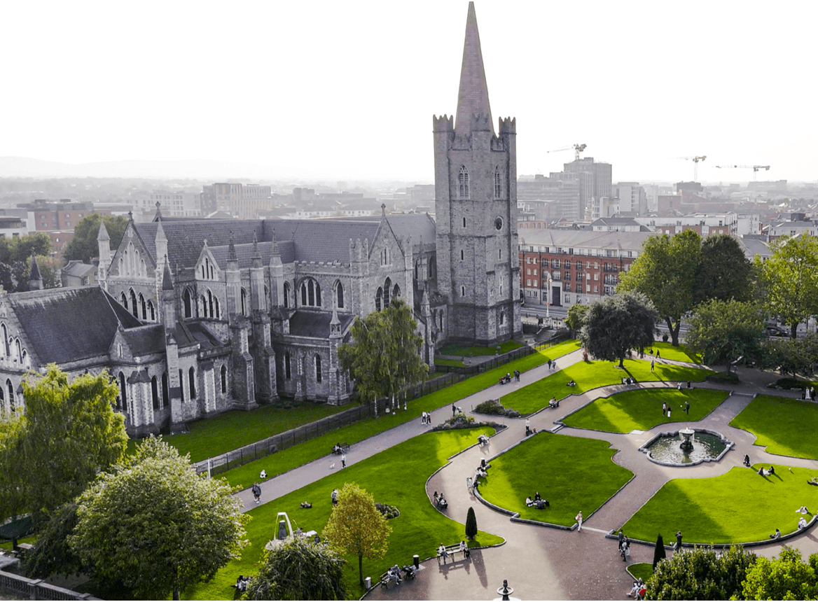 Dublin, Large Church By Park