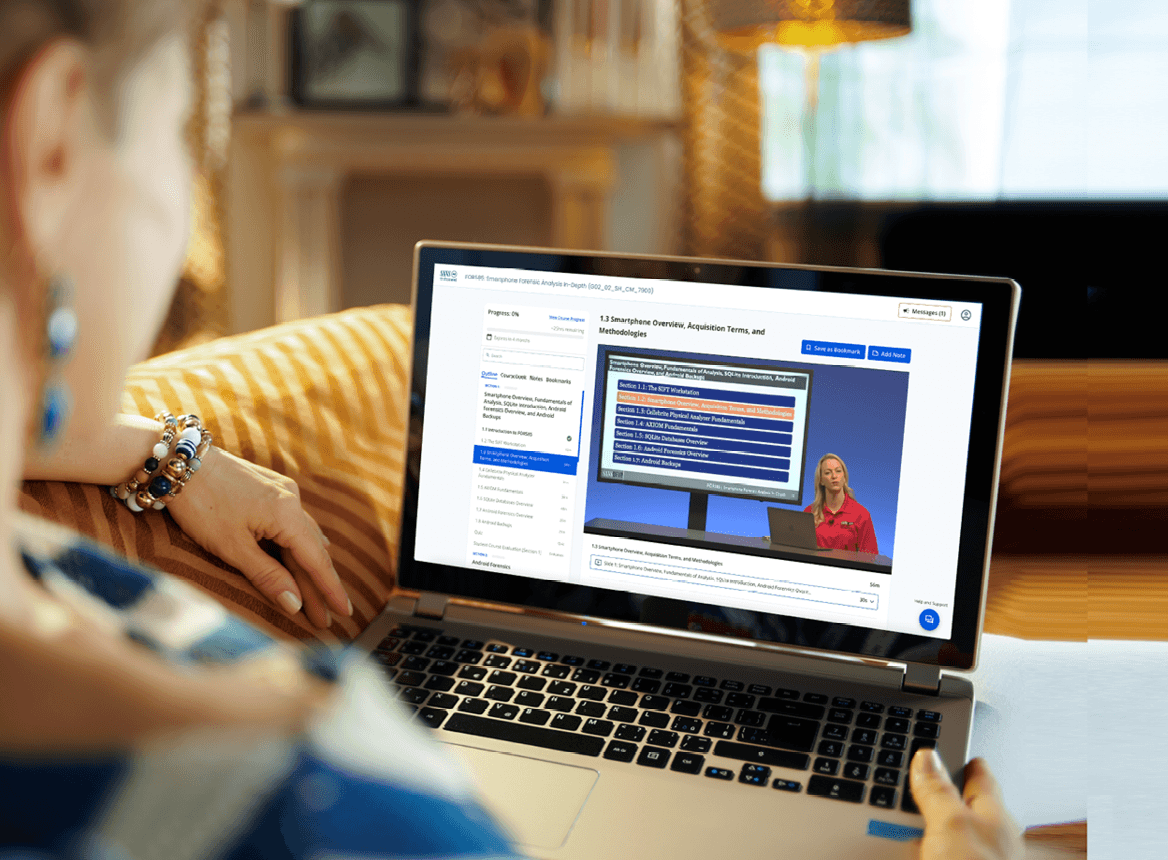 Laptop Screen Showing SANS OnDemand Player