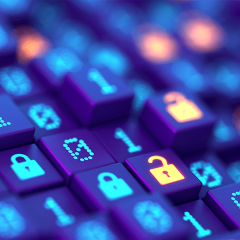 Orange and Blue Numbers and Locks on Buttons