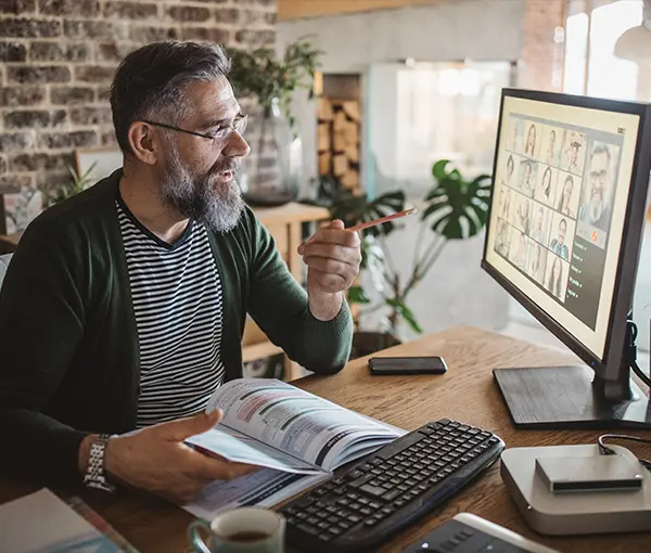Man presenting webcast